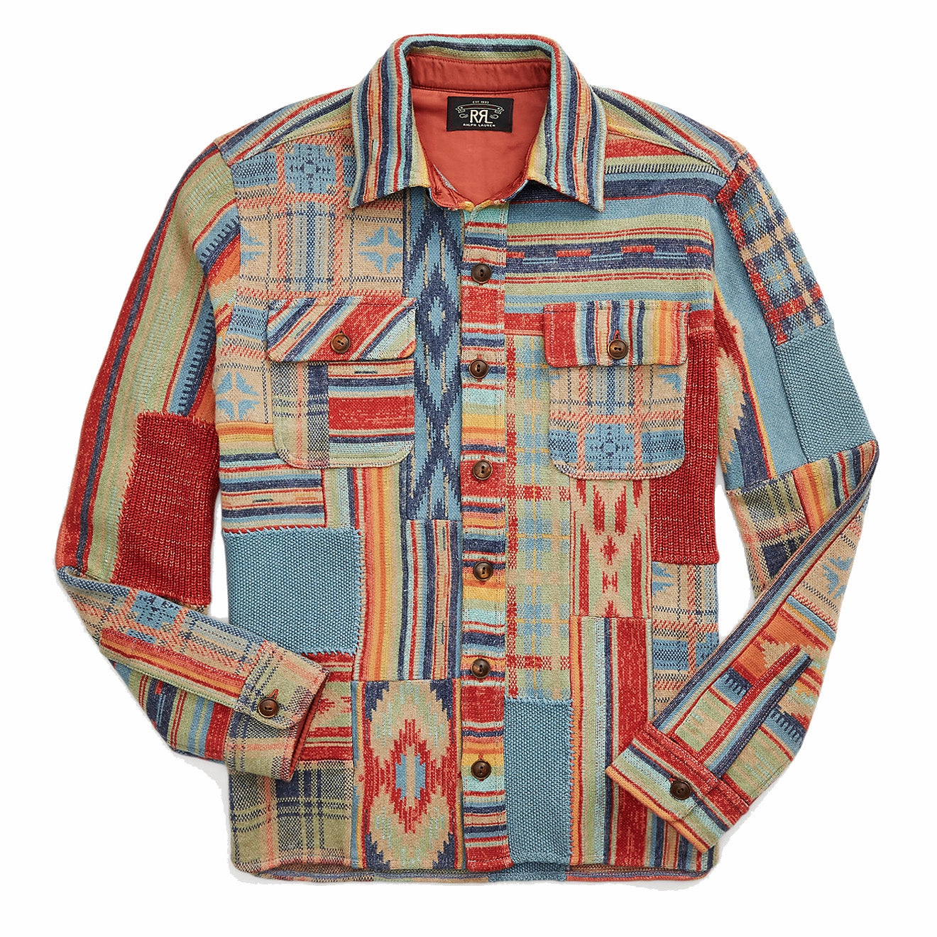 RRL by Ralph Lauren Patchwork Workshirt Jumper Rust Multi mens tank tops best deals