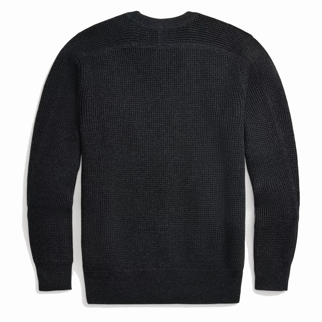 RRL by Ralph Lauren Waffle-Knit Cotton-Wool Jumper Black Heather