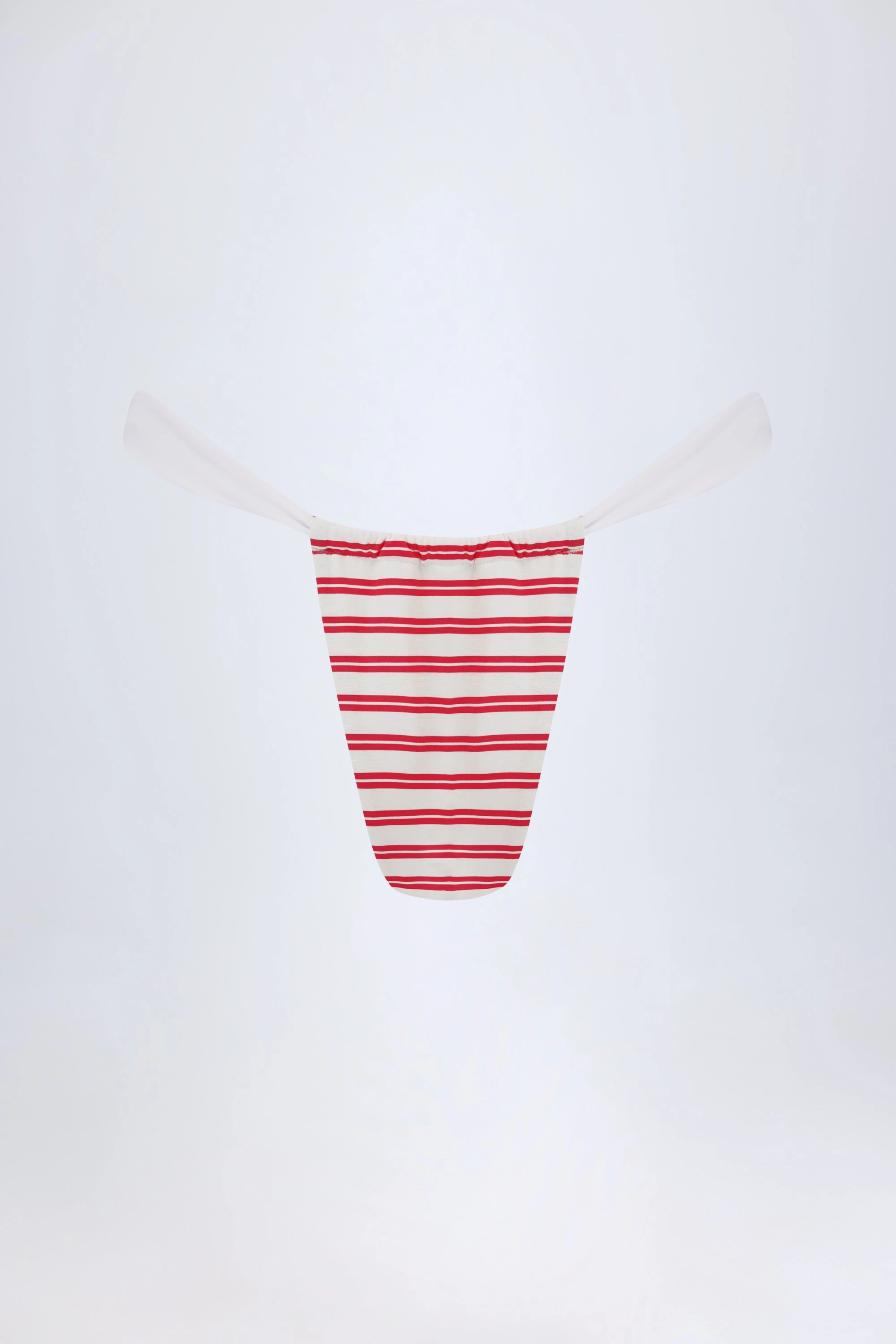 Ruched Cheeky Bikini Bottoms in Cherry Red Double Stripe