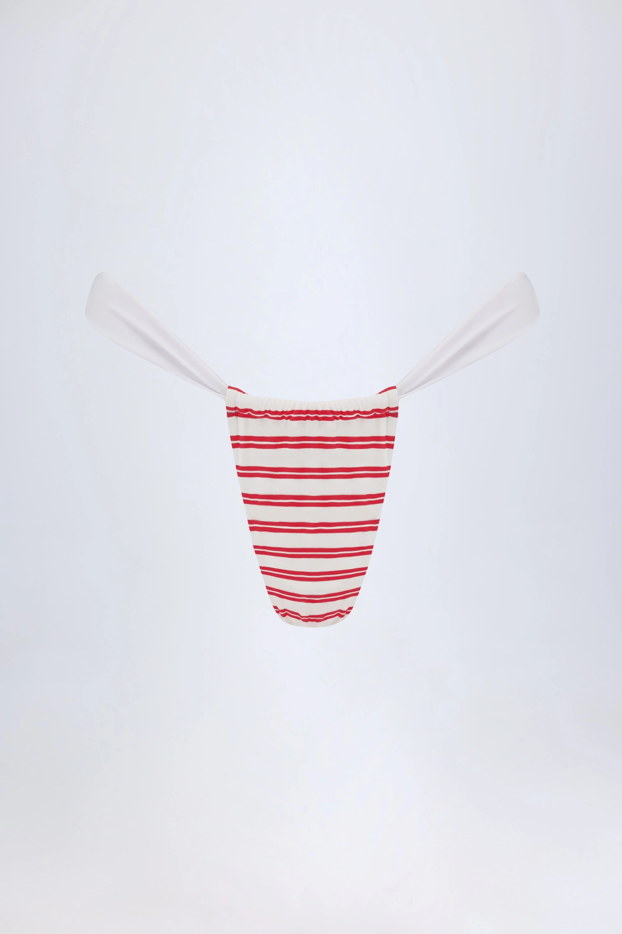 Ruched Cheeky Bikini Bottoms in Cherry Red Double Stripe