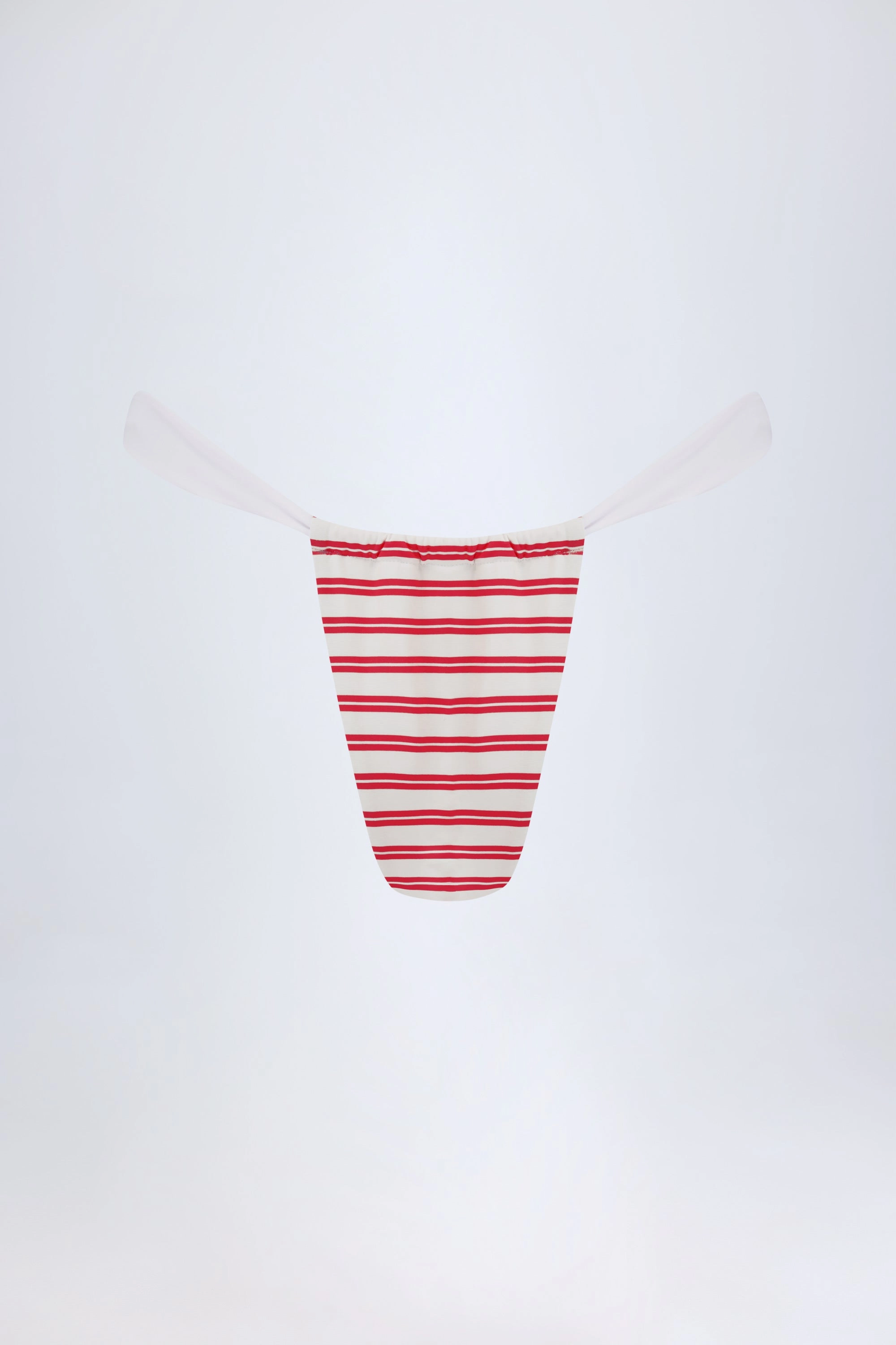 Ruched Cheeky Bikini Bottoms in Cherry Red Double Stripe