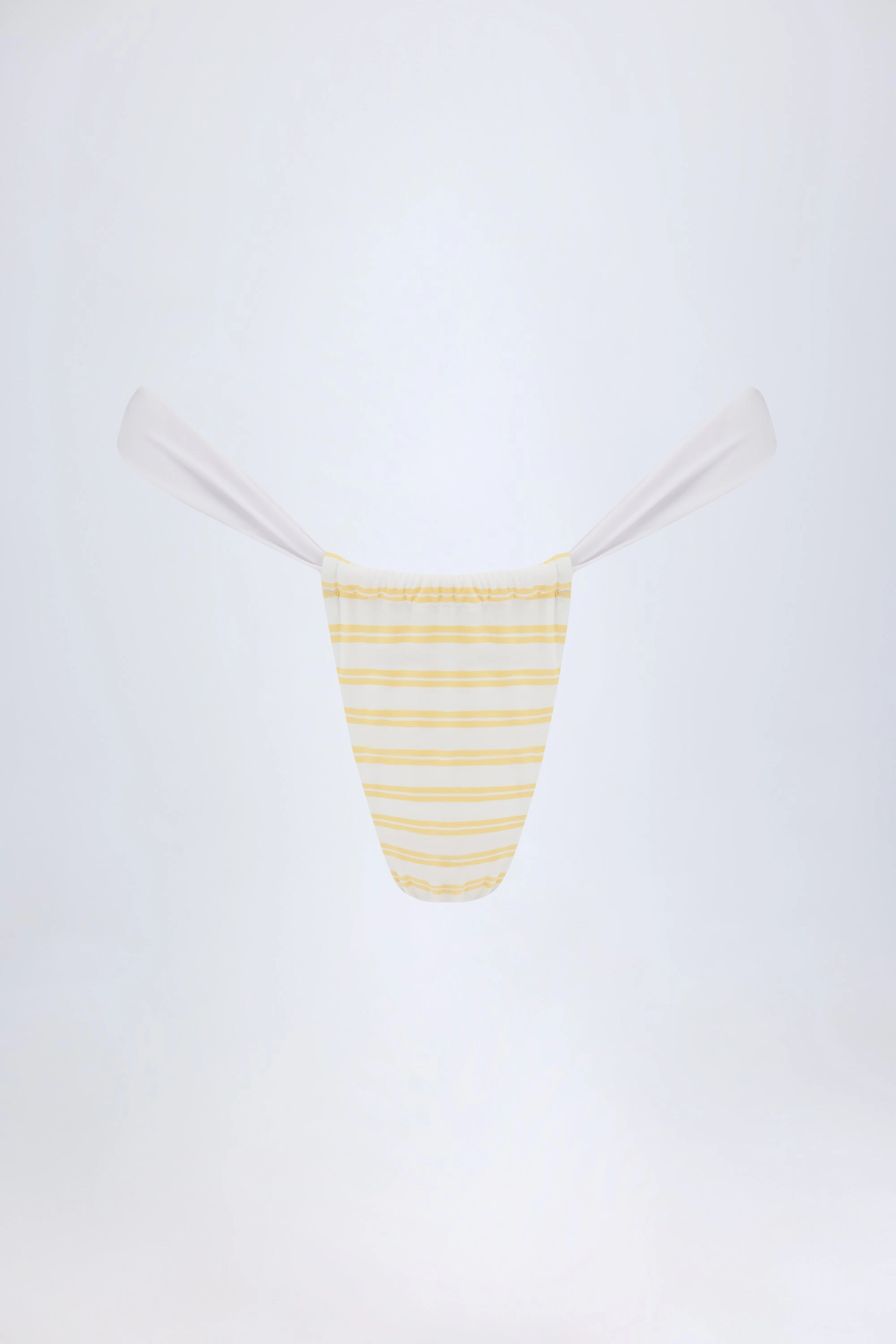 Ruched Cheeky Bikini Bottoms in Lemon Yellow Double Stripe