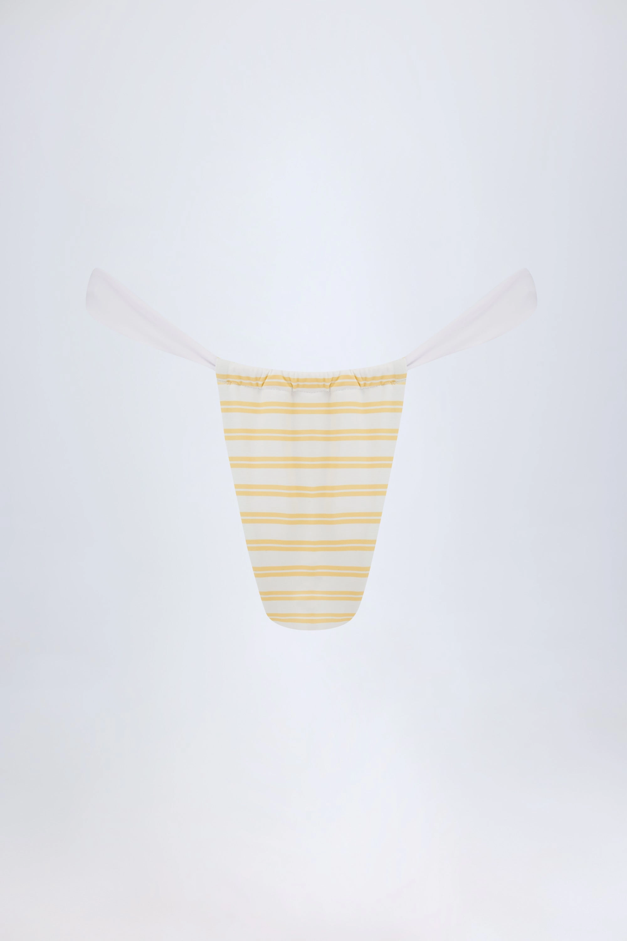 Ruched Cheeky Bikini Bottoms in Lemon Yellow Double Stripe