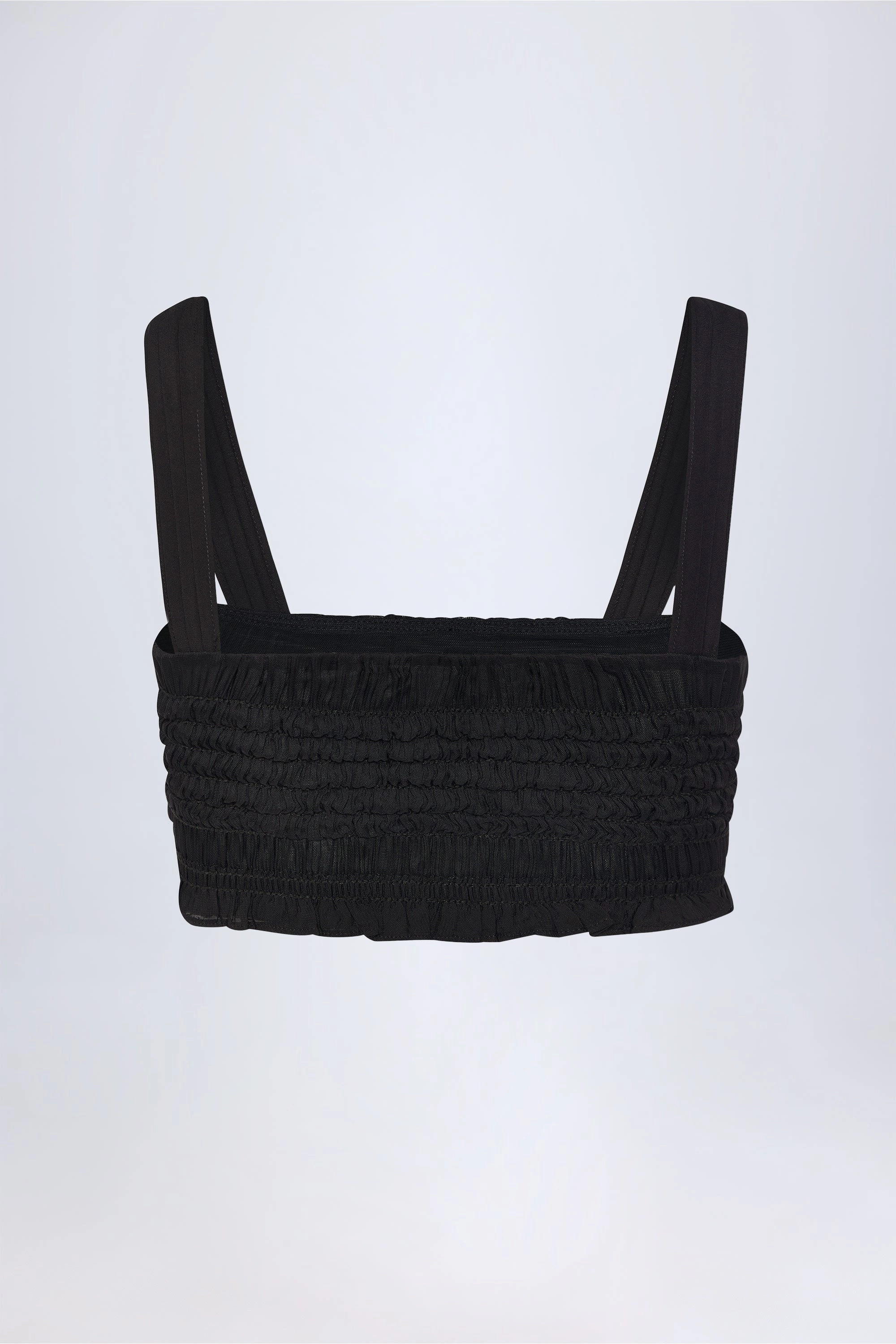 Ruffled Tie-Front Crop Top in Black