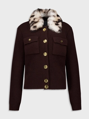 Russet Brown Wool and Cashmere Cardigan Knitwear Womens - women's knitwear cheap