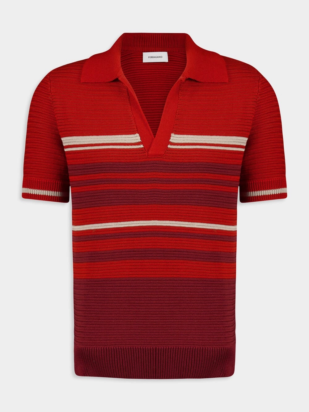 Rust and Red Striped Cotton Knit Polo Knitwear Mens - men's sweaters sale