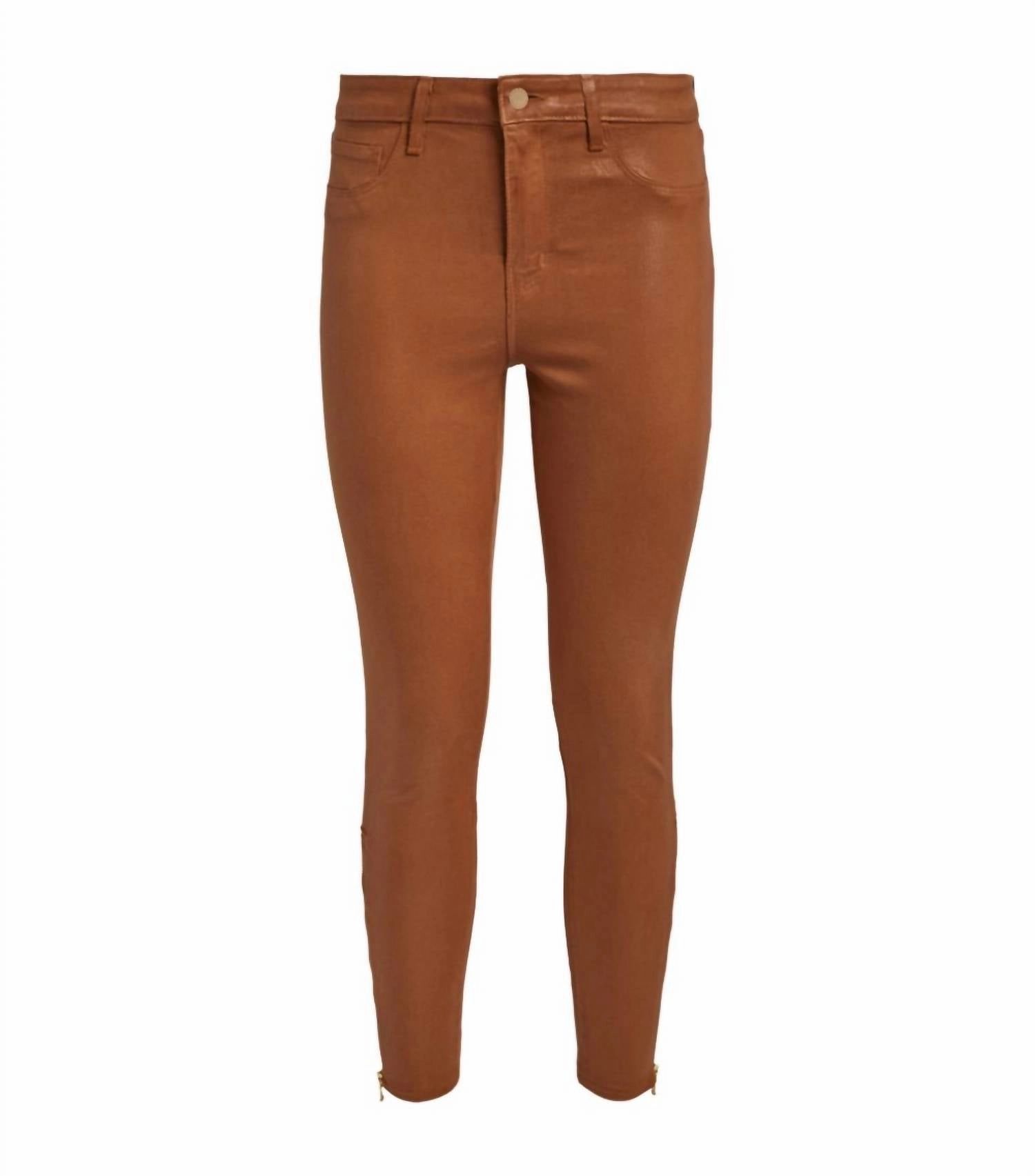 Sabine High Rise Coated Skinny Jean In Dark Khaki