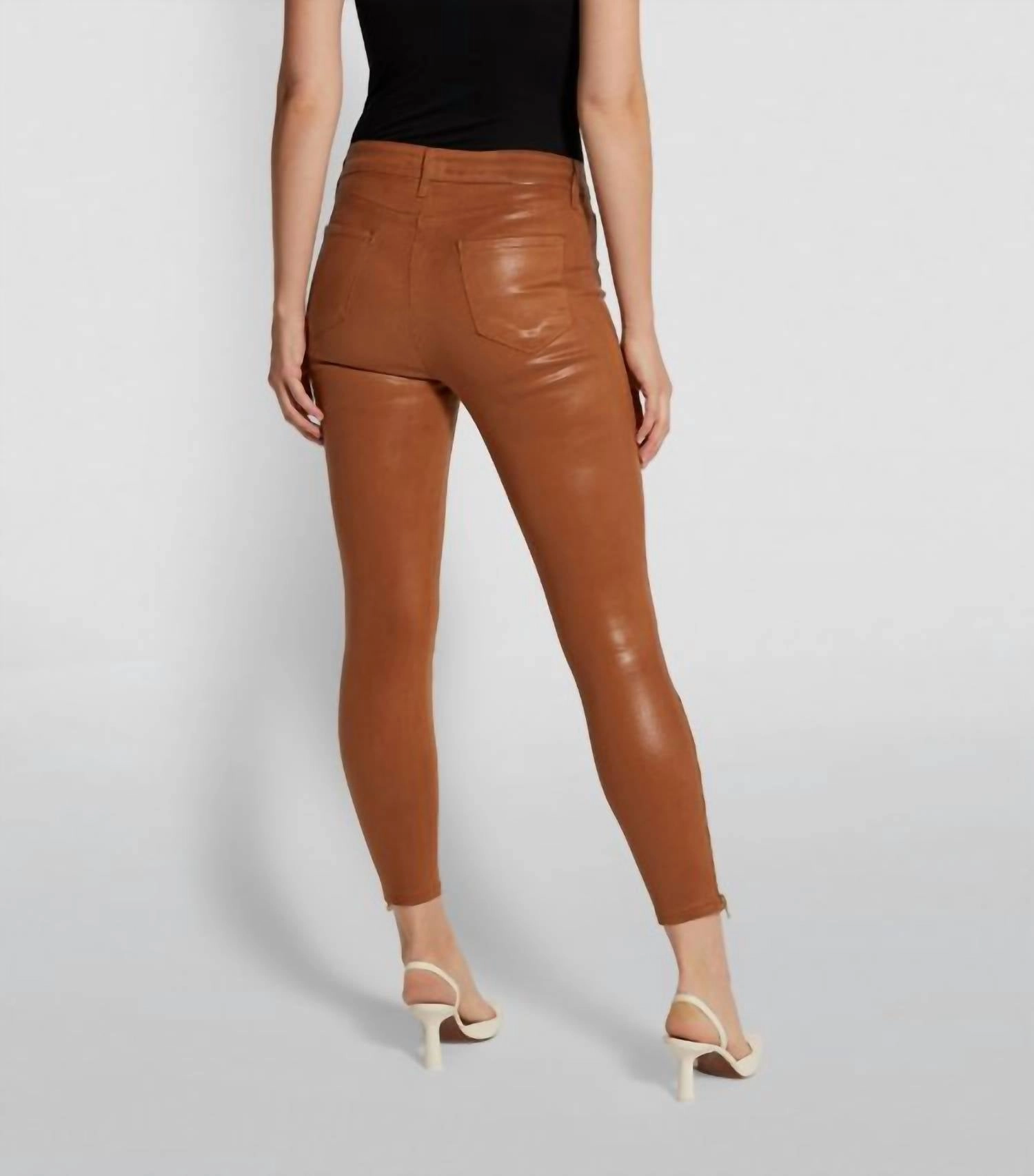 Sabine High Rise Coated Skinny Jean In Dark Khaki