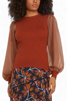Sabrina Pullover In Redwood Tops Womens - tie-front tops cheap