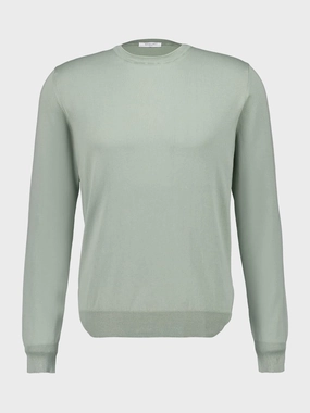 Sage Green Cotton Crew-Neck Jumper Tops Mens - thermal tops