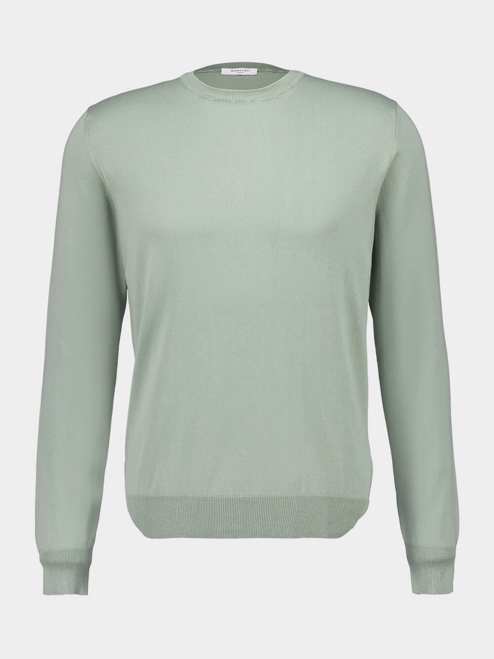 Sage Green Cotton Crew-Neck Jumper Tops Mens - thermal tops