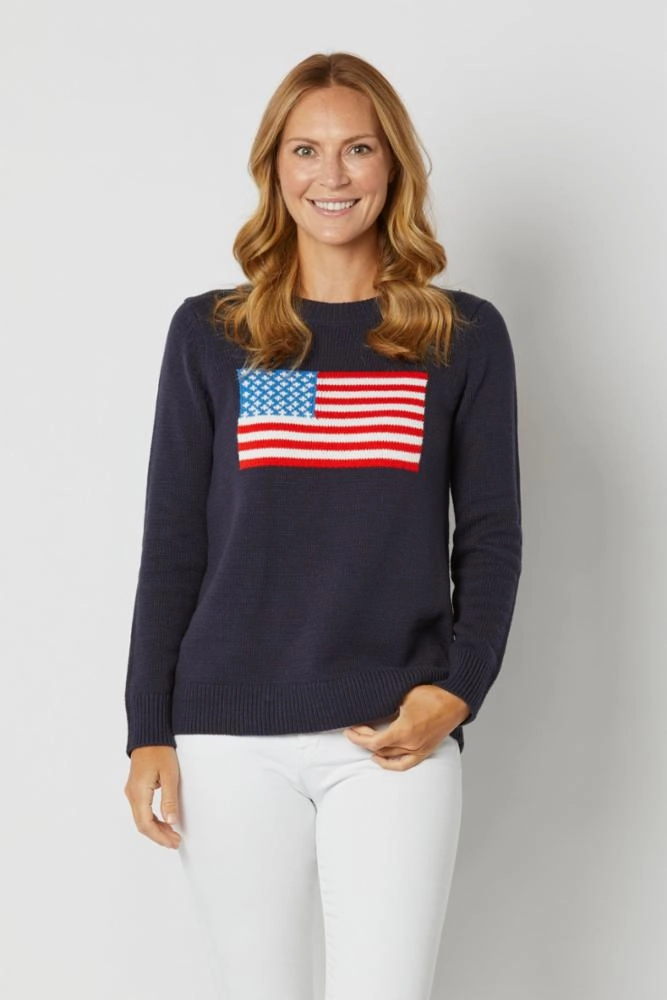 Sail To Sable Flag Intarsia Sweater - Navy