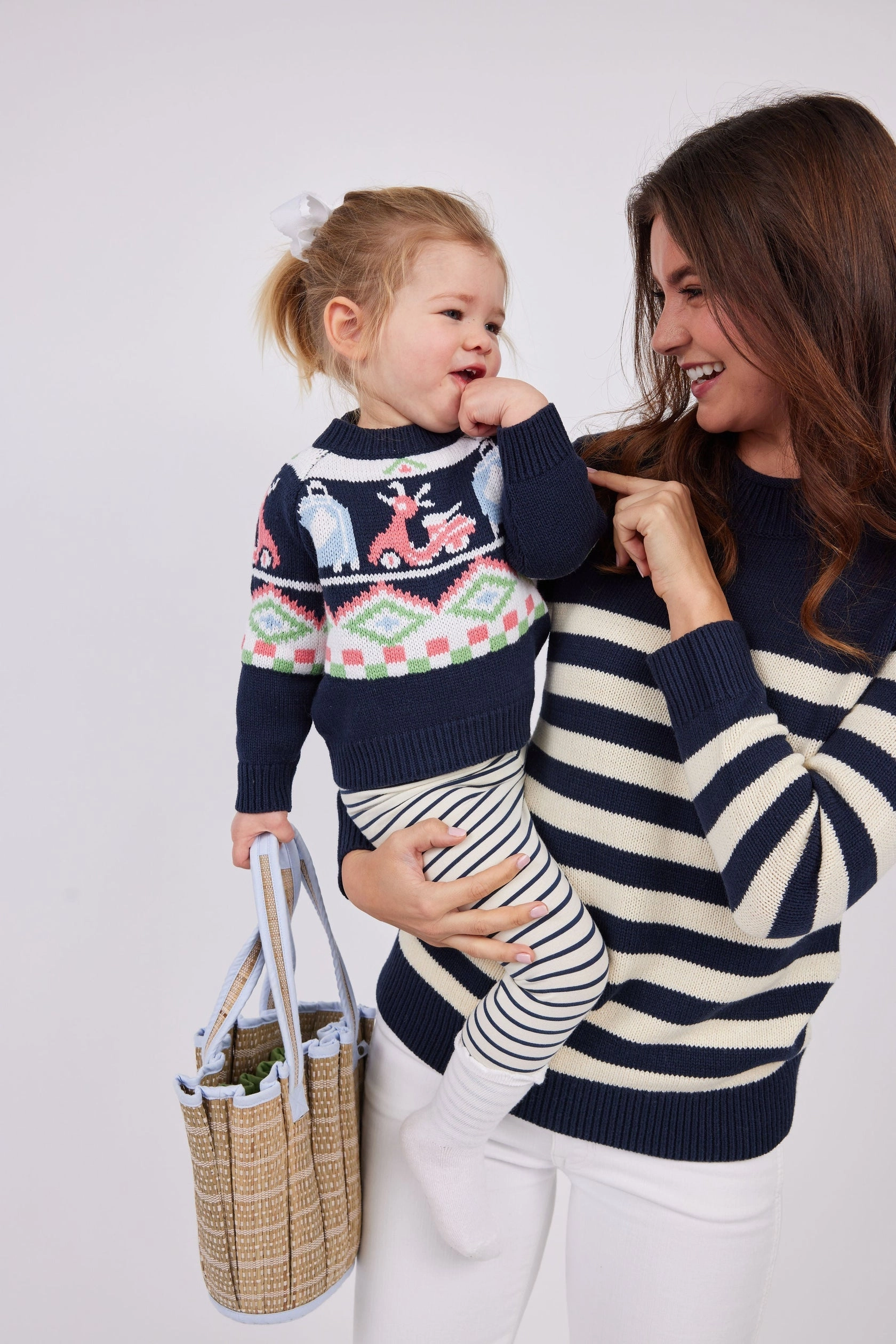 Sail To Sable Roll Neck Striped Sweater - Navy/Ivory