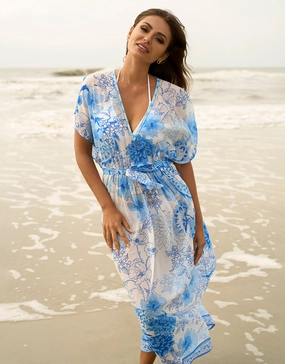 Salerno Midi Dress - Blue Swim Womens - bikinis clearance