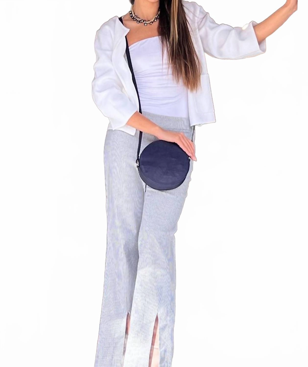 San Pietro Striped Boot Cut Pant In Blue