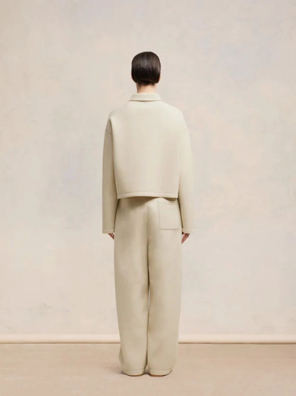 Sand Ami Cropped Wool-Viscose Polo