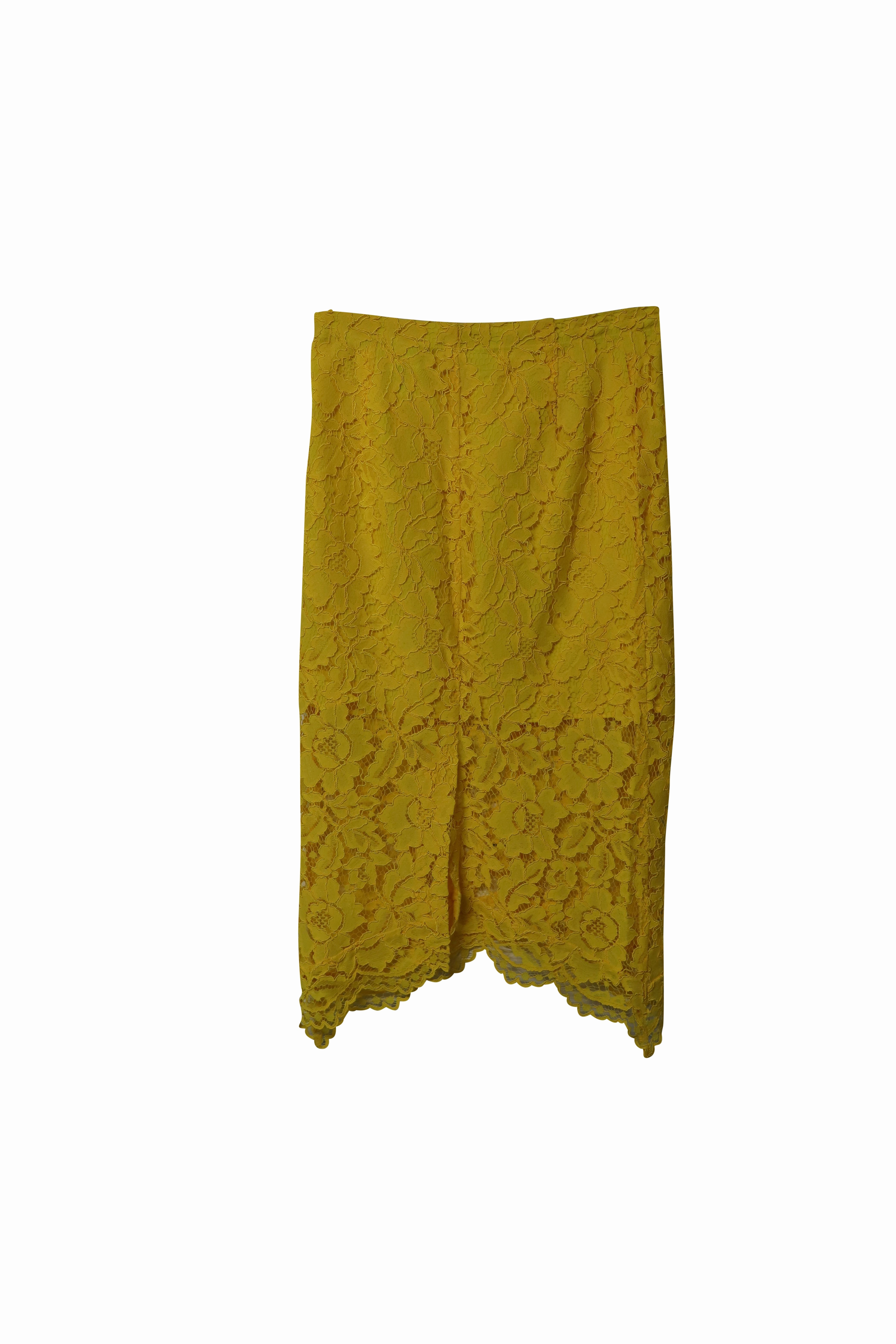 Sandro Jaime Lace Midi Skirt in Yellow Rayon