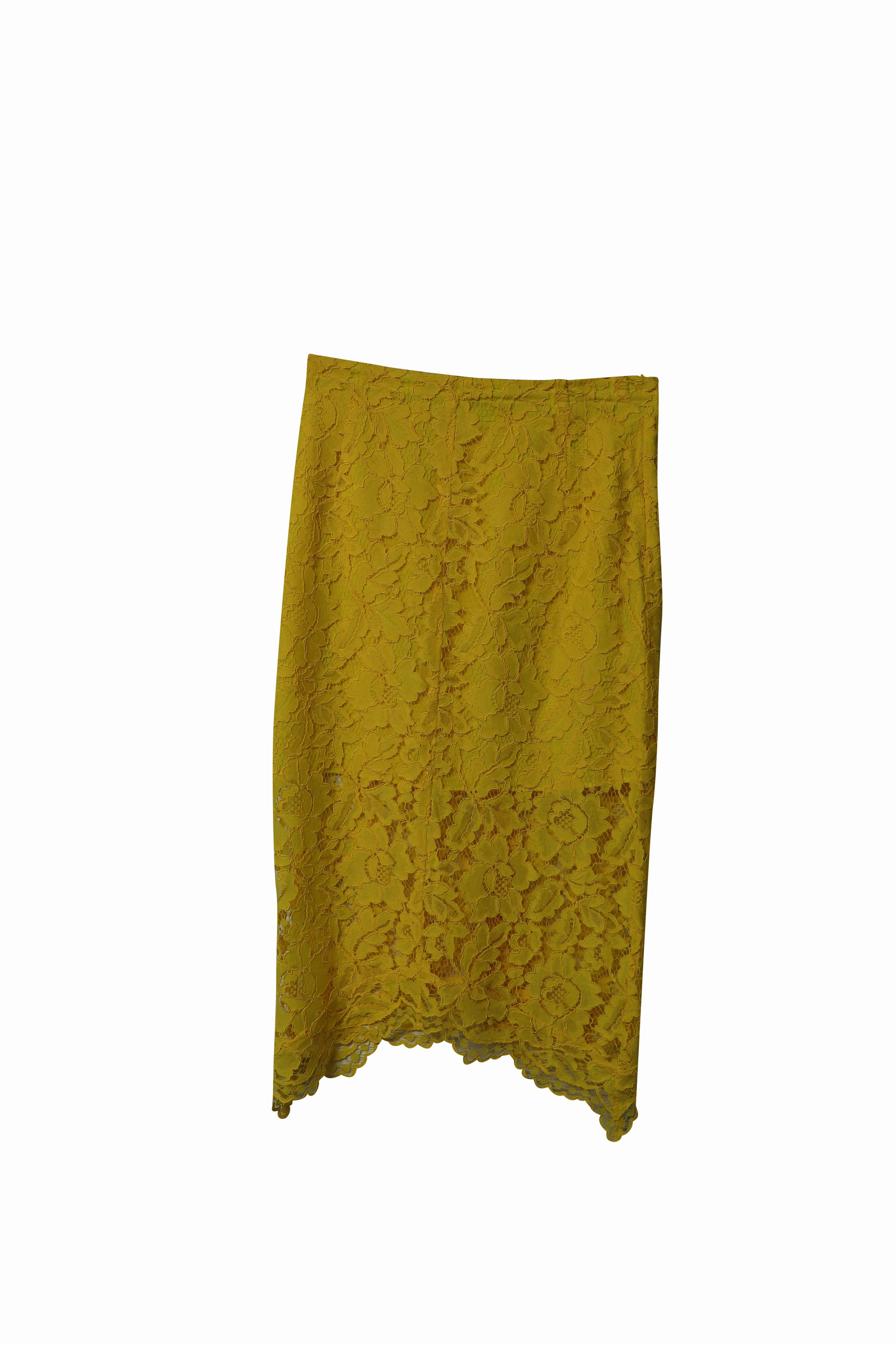 Sandro Jaime Lace Midi Skirt in Yellow Rayon