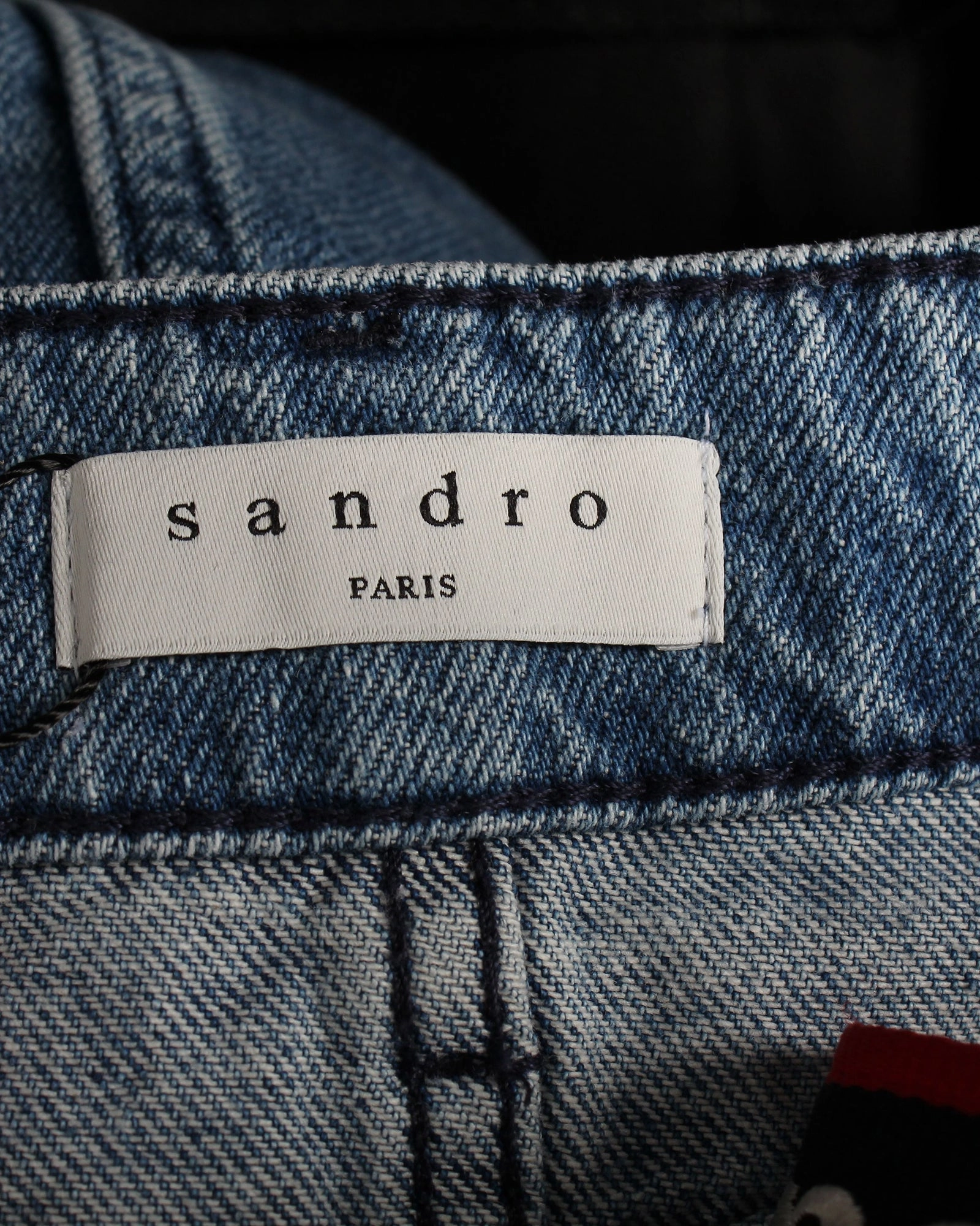 Sandro Paris Fiorina Tweed-Paneled Denim Skirt in Blue Cotton
