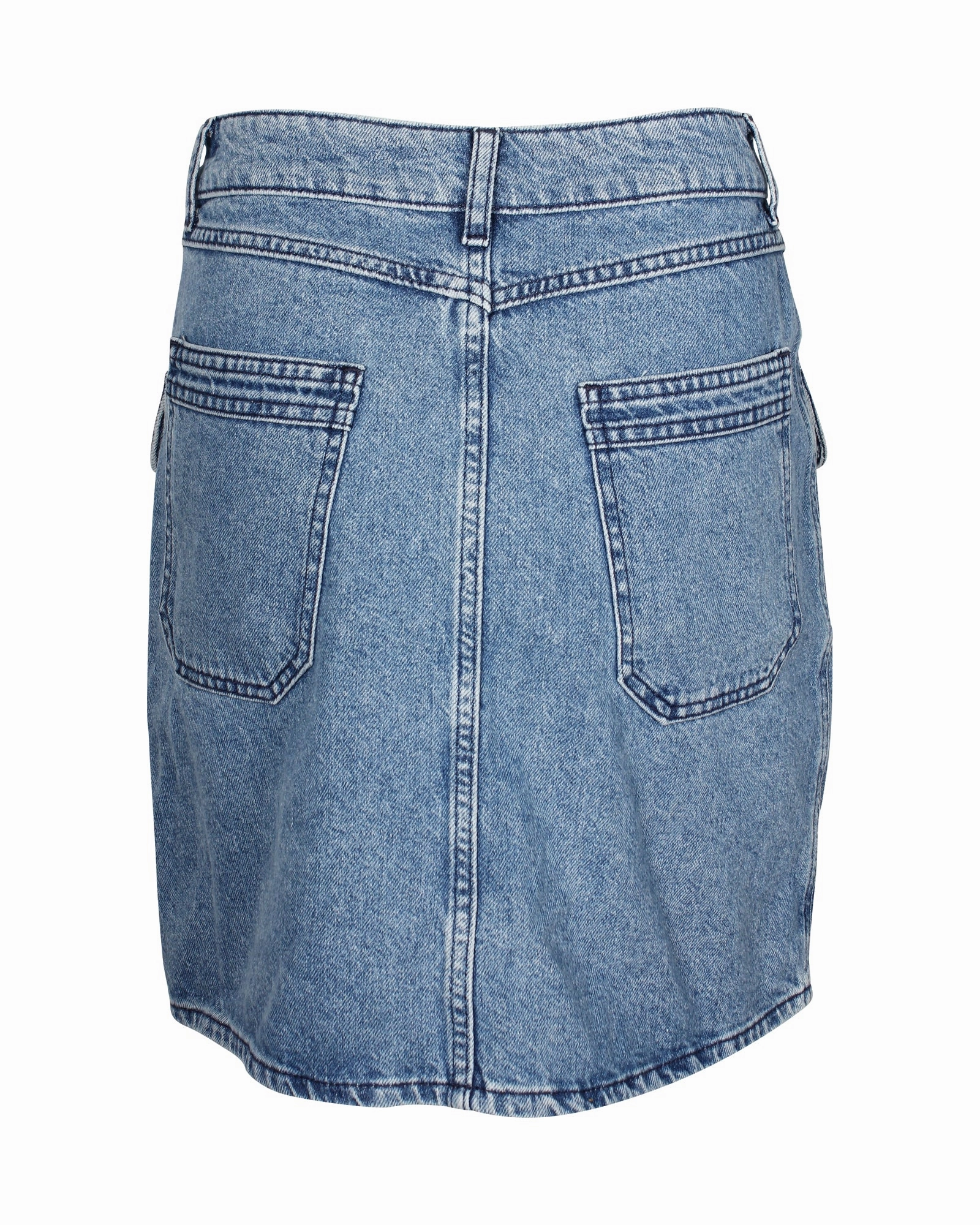 Sandro Paris Fiorina Tweed-Paneled Denim Skirt in Blue Cotton
