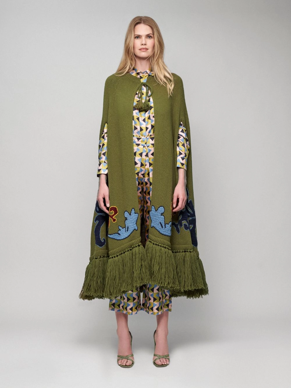 Saphire Embroidered Knitted Cape Knitwear Womens - women's knitwear cheap