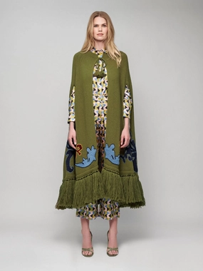 Saphire Embroidered Knitted Cape Knitwear Womens - women's knitwear cheap