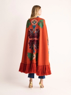Saphire Rooibos Tea Embroidered Cape Knitwear Womens - women's knitwear cheap