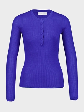 Sapphire Cashmere-Silk Henley Top Knitwear Womens - women's knitwear cheap