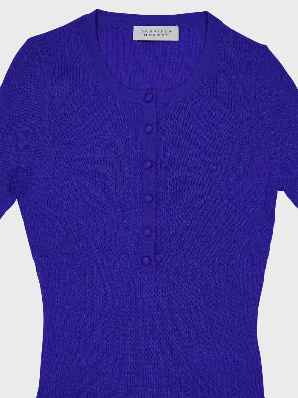 Sapphire Cashmere-Silk Henley Top