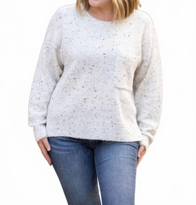 Sara Speckled Sweater In White/black Tops Womens - button-up blouses