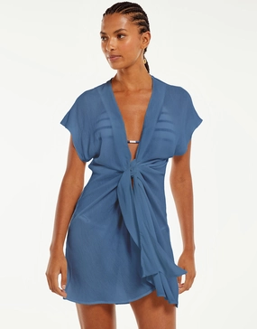 Sasha Short Cover Up - Blue Grey Swim Womens - swimwear sale