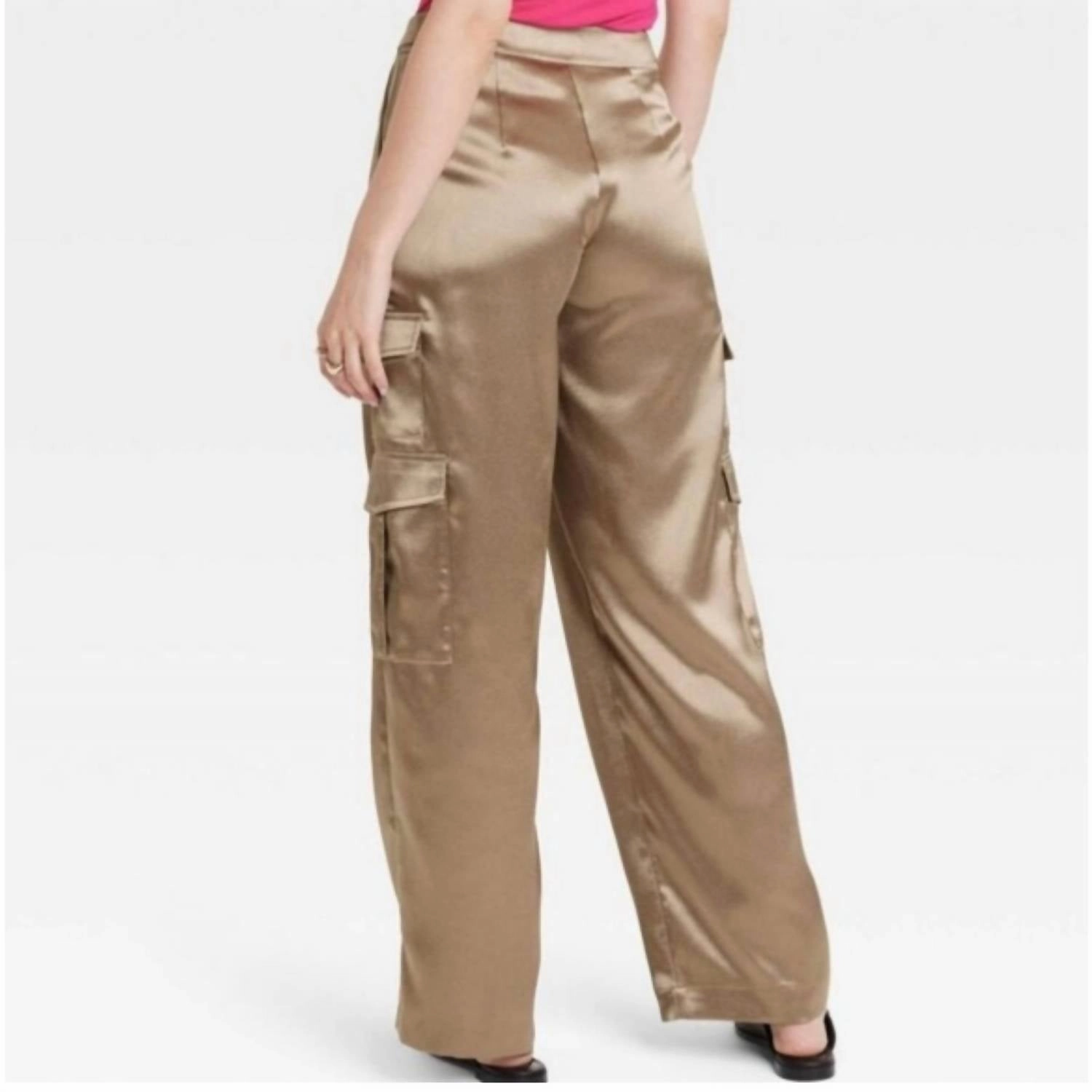 Satin Cargo Pants In Muddy Bronze