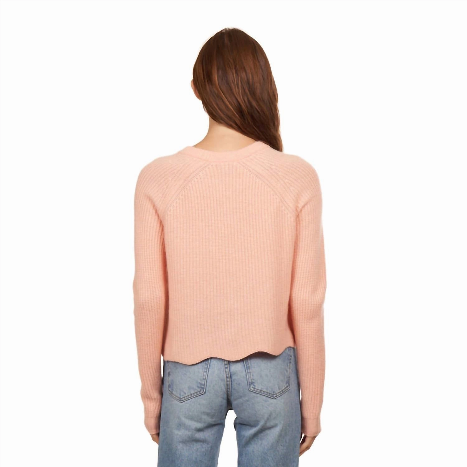 Scalloped Shaker Sweater In Bellini