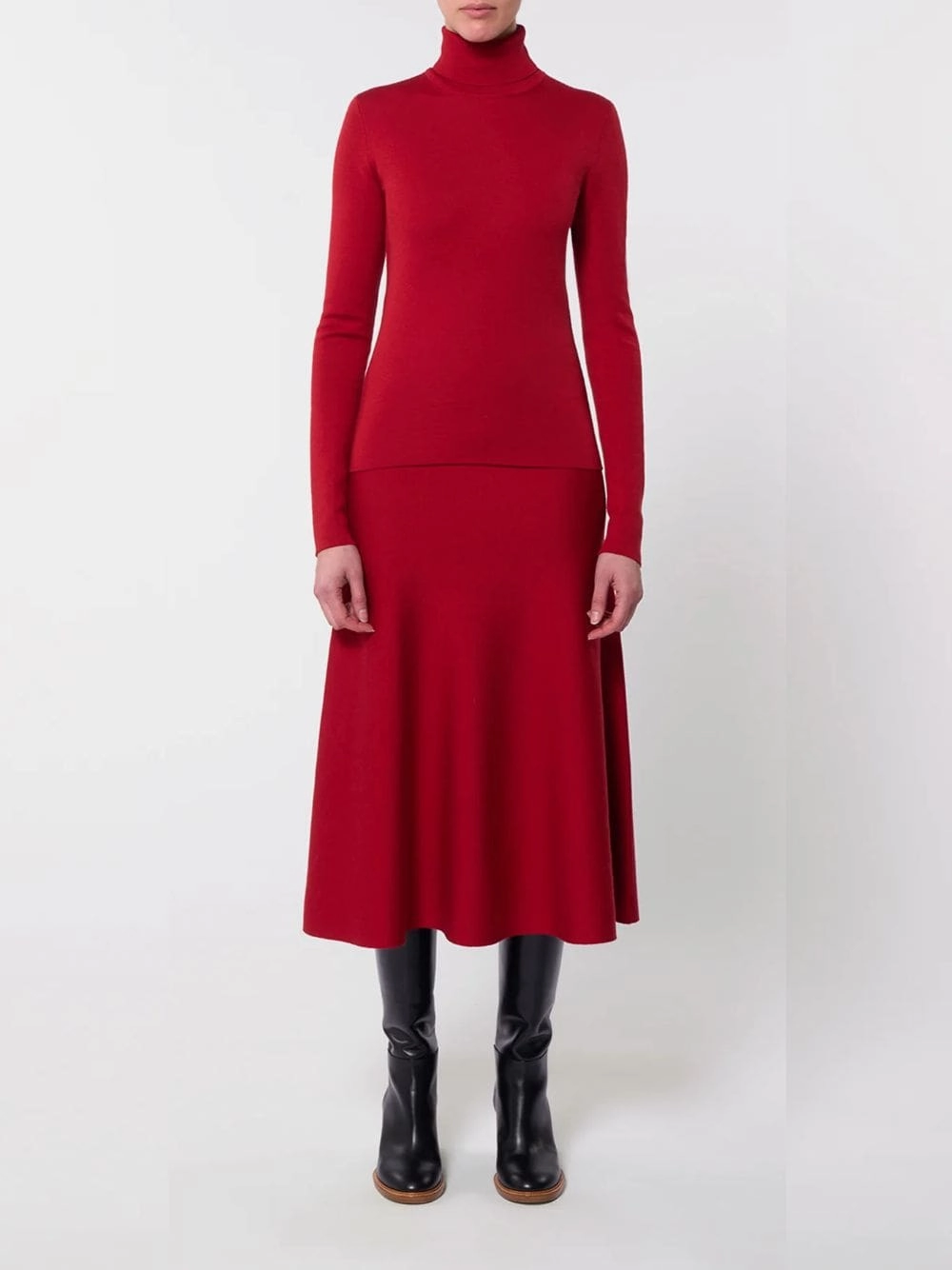 Scarlet Red Freddie Knit Midi Skirt