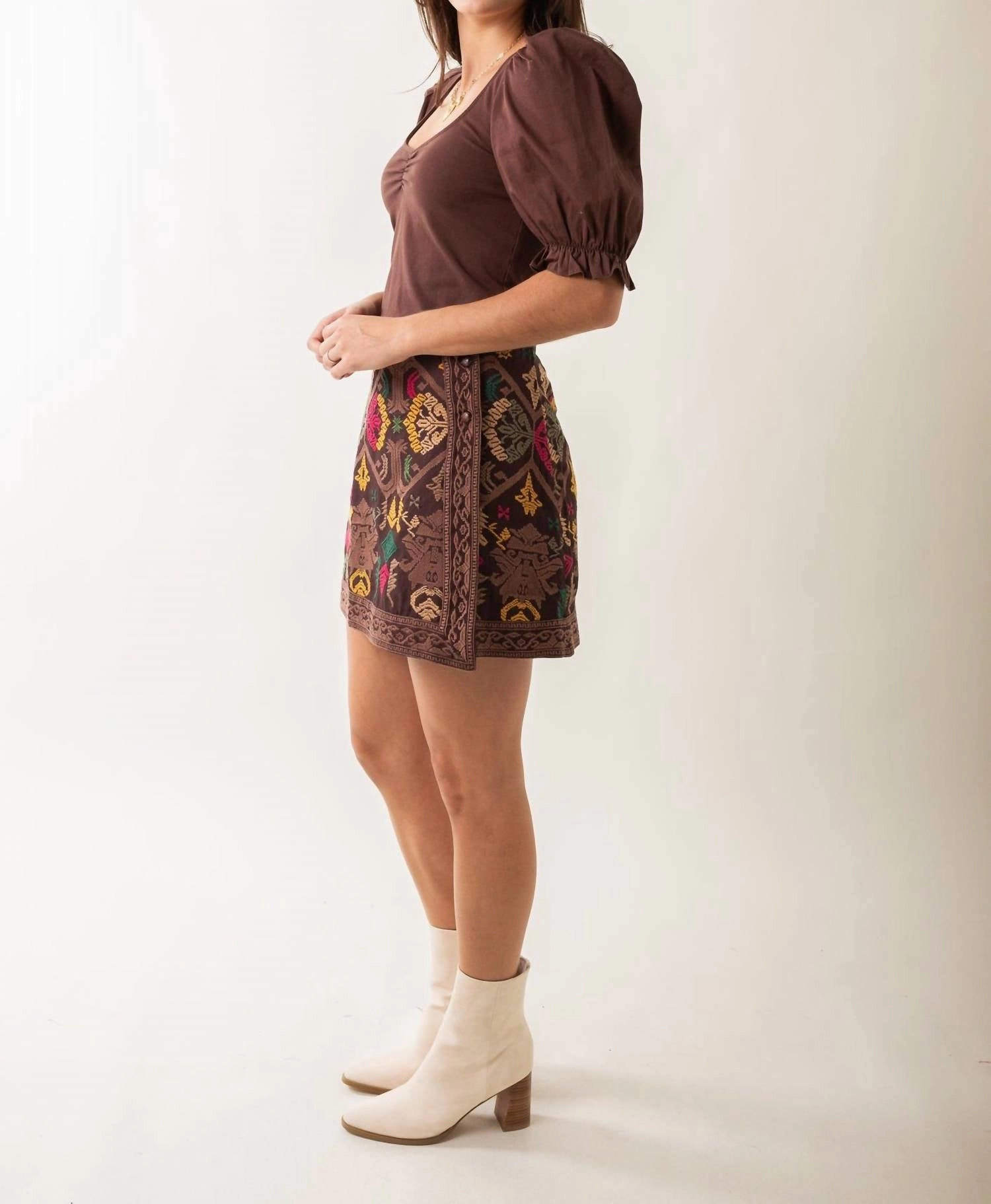 Scarlett Skirt In Choc Multi