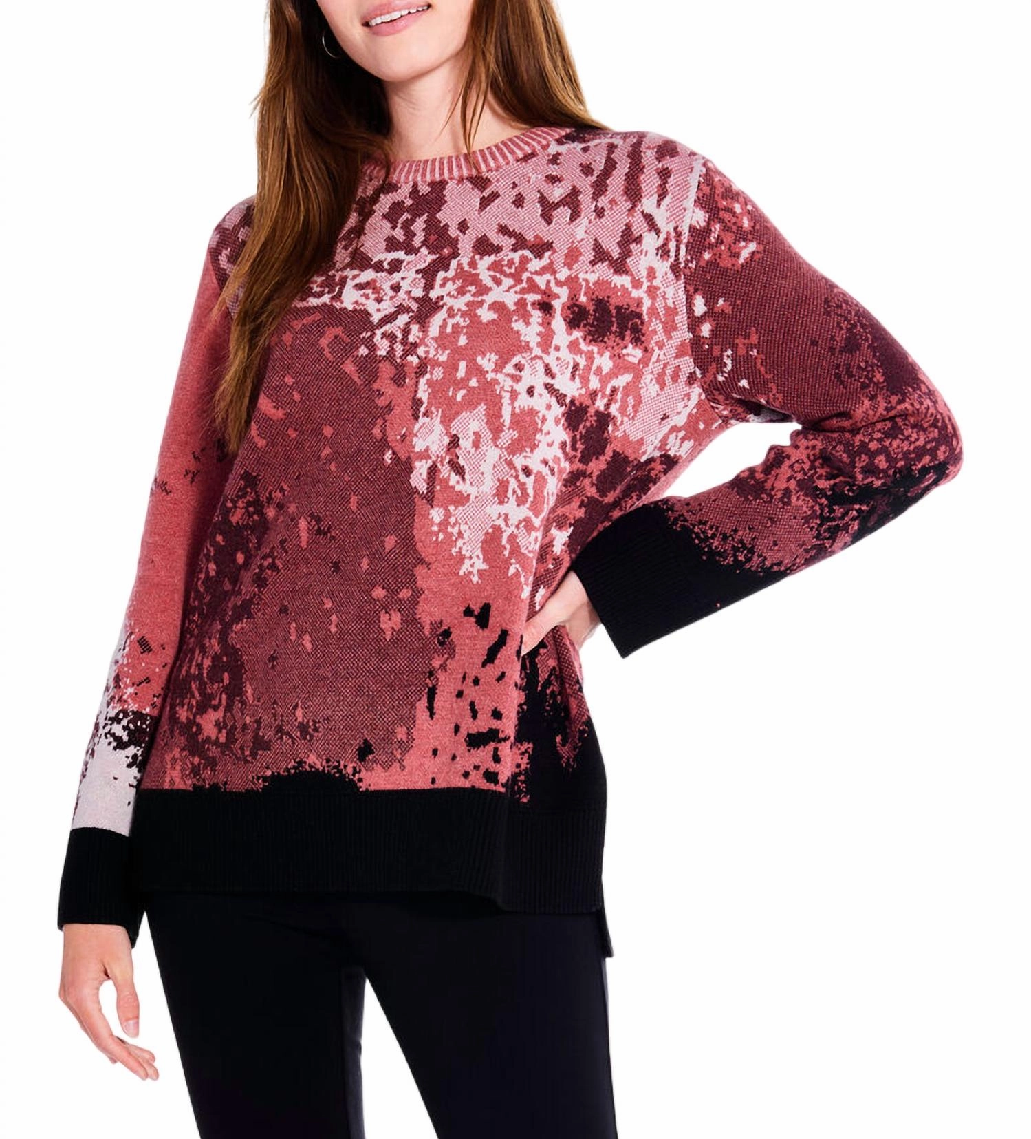Scenic Sweater In Red Multi Tops Womens - tie-front tops cheap