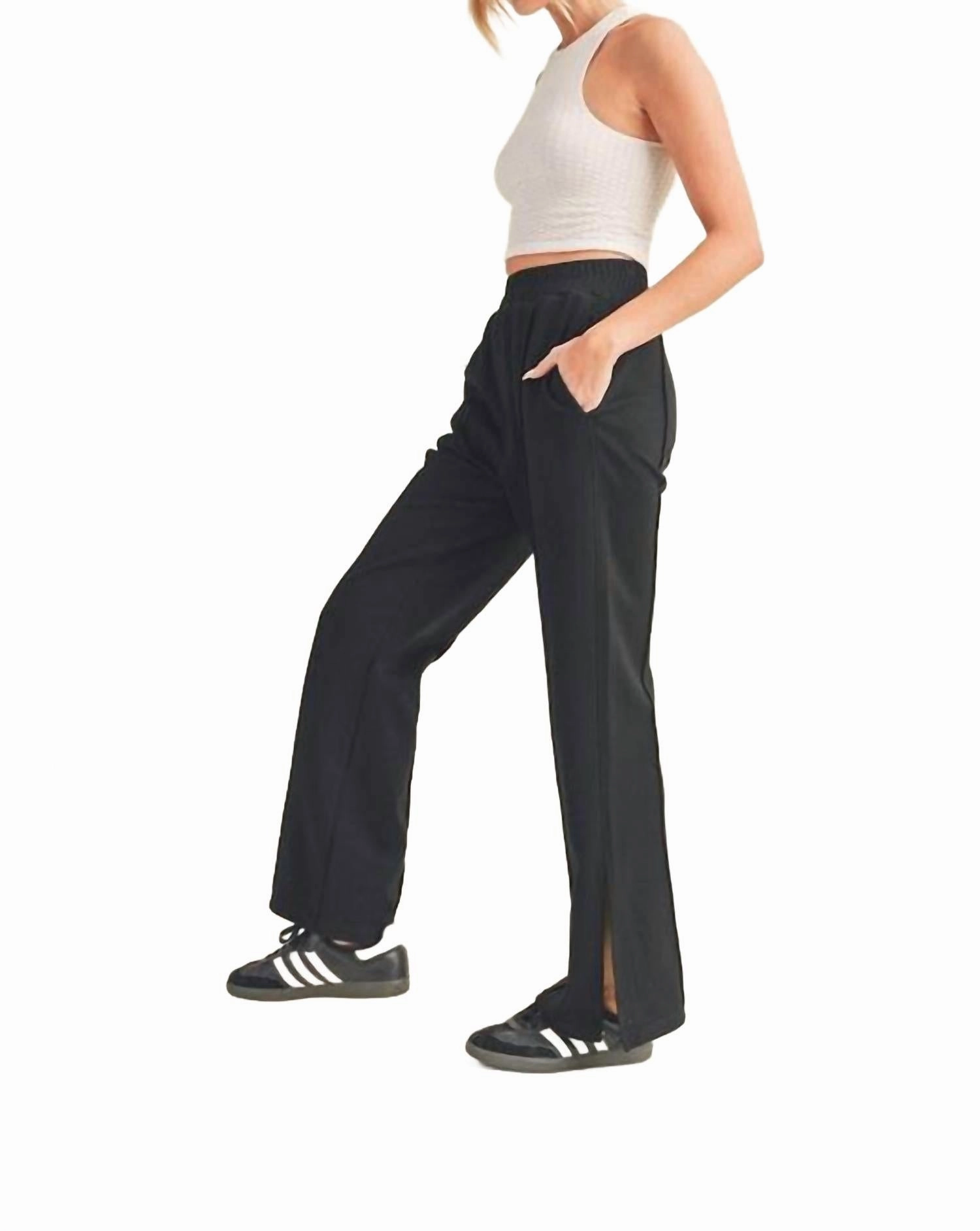 Scuba Side Slit Pants In Black