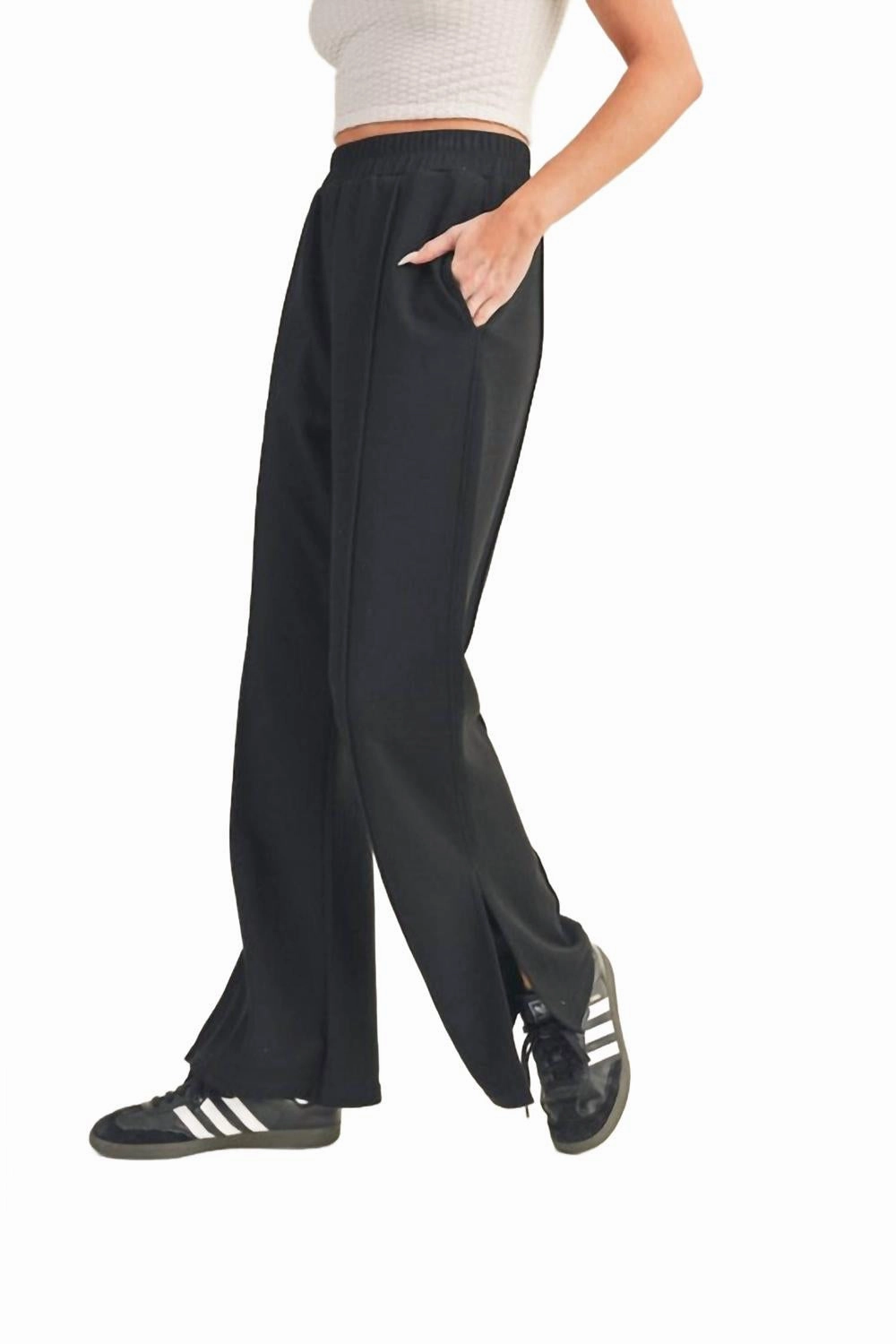 Scuba Side Slit Pants In Black
