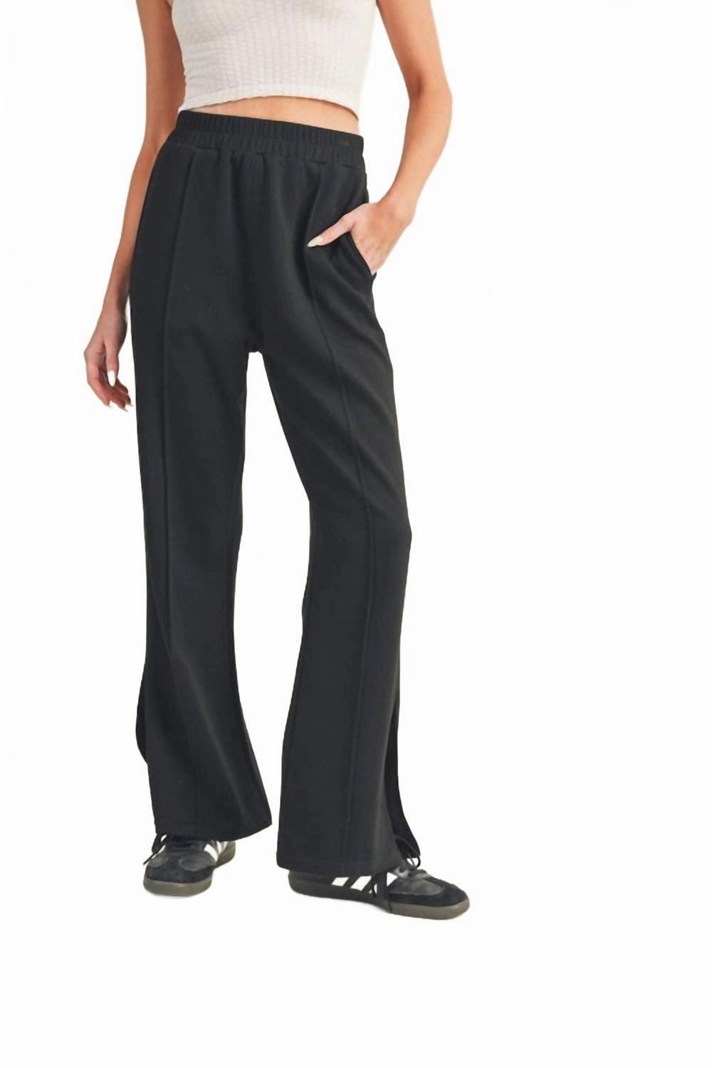 Scuba Side Slit Pants In Black
