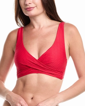SEA LEVEL AUSTRALIA Honeycomb Cross Front Multifit Bikini Top Swim Womens - shirred swimwear