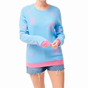 Sea Life Cashmere Sweater In Light Blue Tops Womens - sheer tops clearance