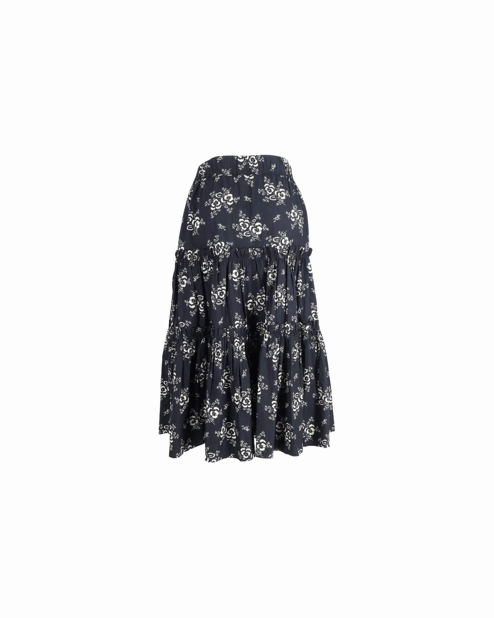 Sea New York Alessia Tiered Floral Midi-skirt In Black Cotton