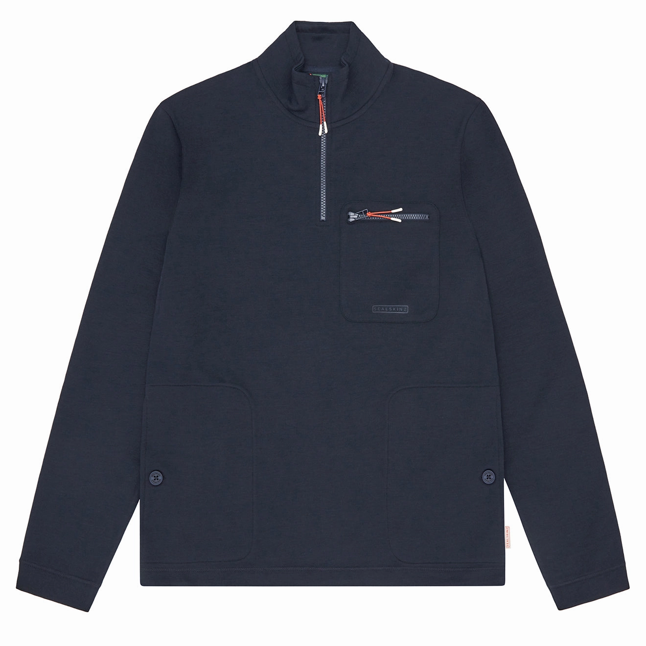Sealskinz Bunwell Half Zip Funnel Neck Sweater Navy mens long sleeves cheap