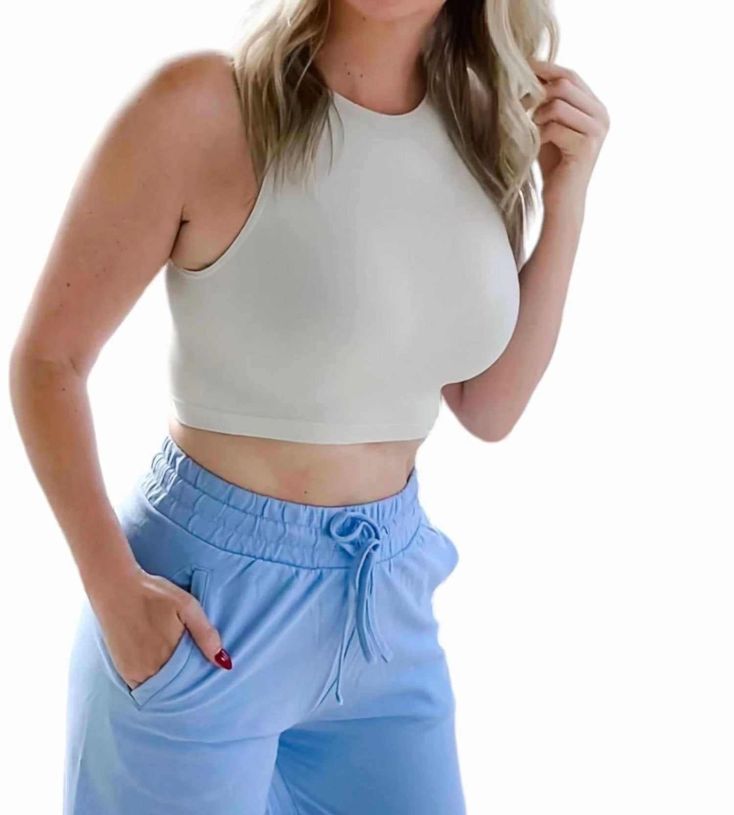 Seamless Crop Top Bralette In Bone