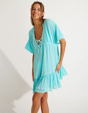 Seatime Avelle Beach Dress - Turquoise Swim Womens - bikinis clearance