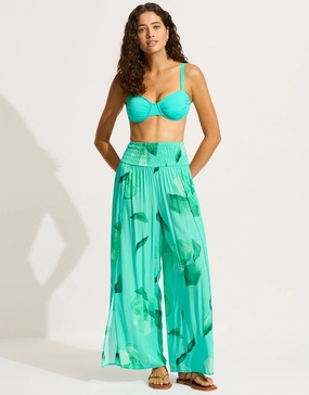 Secret Garden Shirred Wrap Beach Trouser - Jade Swim Womens - bikinis clearance