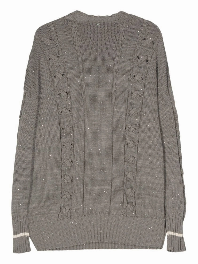 Sequin-Embellished Cable-Knit Jumper