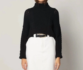 Serah Turtleneck Sweater In Black Tops Womens - tie-front tops cheap