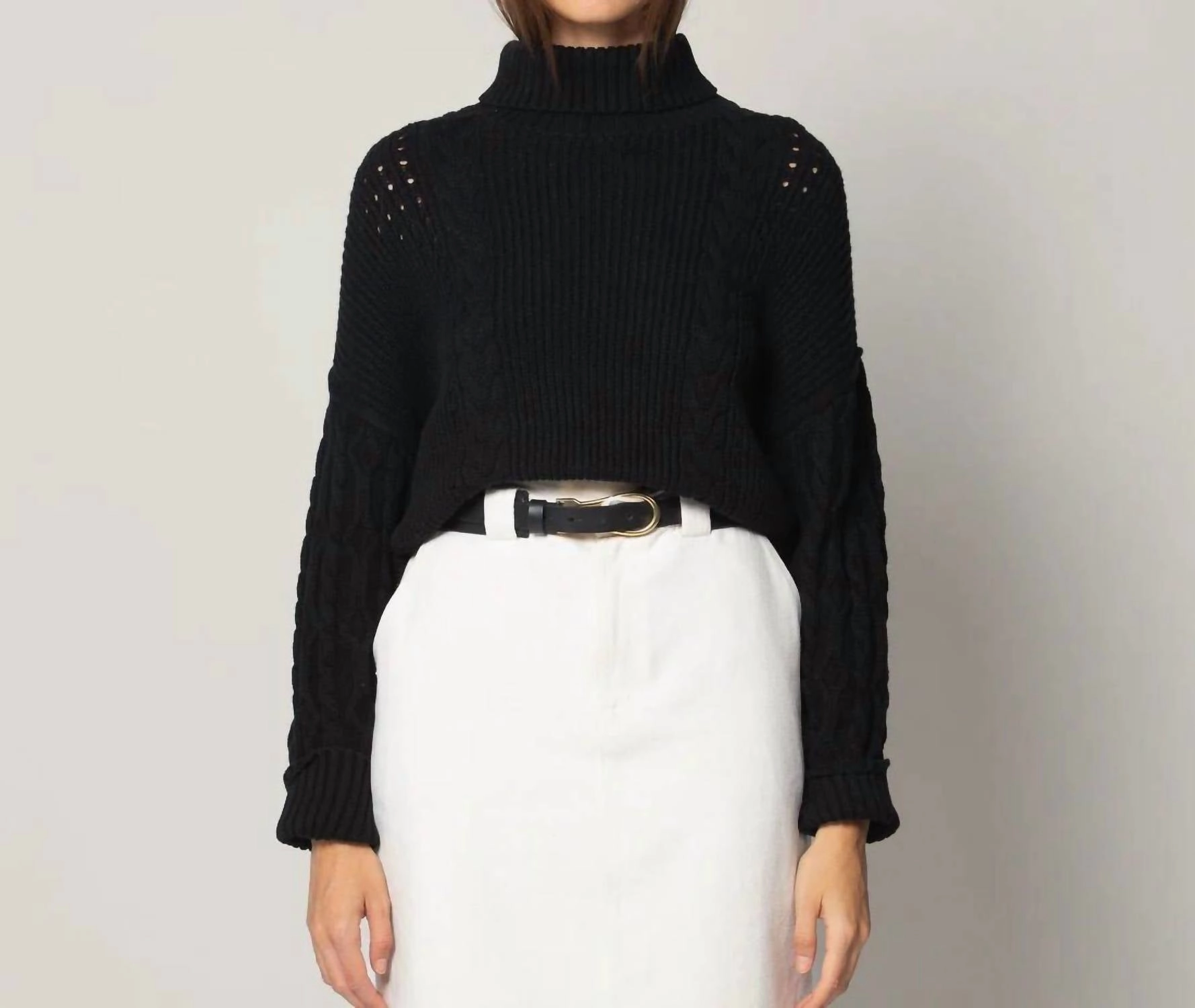 Serah Turtleneck Sweater In Black Tops Womens - tie-front tops cheap