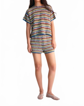 Serifos Crochet Top In Blue Tops Womens - halter tops sale